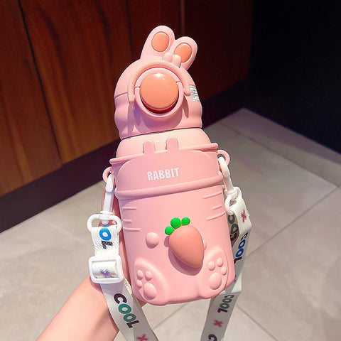 Cute Cartoon Bottle with Straw -  500ML