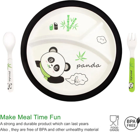 5 Pieces Bamboo Fiber Feeding Set - Panda