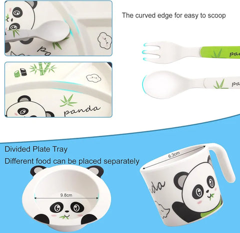 5 Pieces Bamboo Fiber Feeding Set - Panda