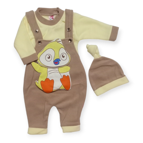 Baby Romper with Cap - Brown