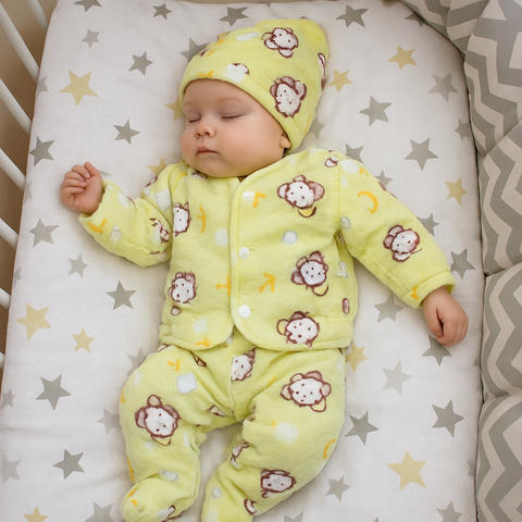 Winter Night Suit With Cap - Monkey Green