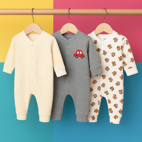 Pack of 3 Sleep Suits - Gray Lining