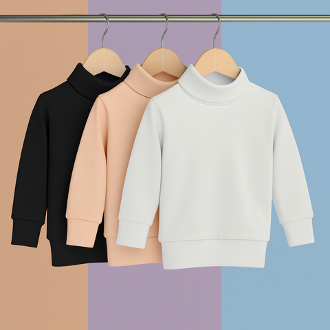 Pack of 3 High Necks - Black-Skin-White