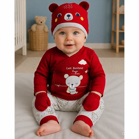 4 Pieces Shirt & Trouser - Red - Mini World