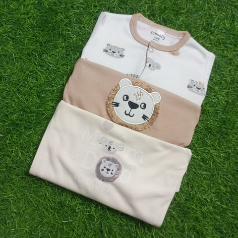 Pack of 3 Sleep Suits - Brown Animal