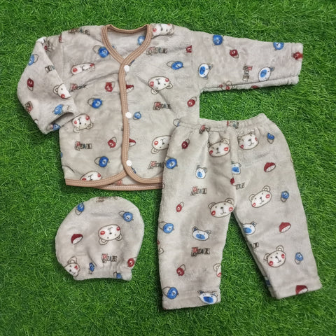 Winter Night Suit With Cap - Bear Gray