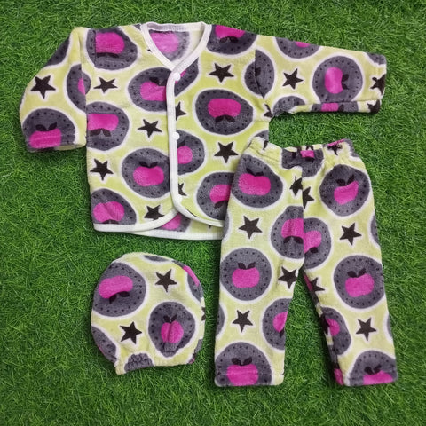 Winter Night Suit With Cap - Stars Yellow