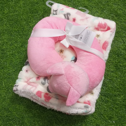 Imported Super Soft Baby Blanket with Neck Pillow