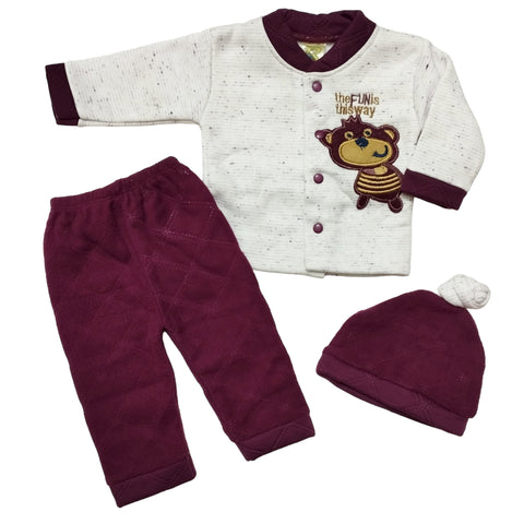 SB - Night Suits With Cap - Bear Purple D3