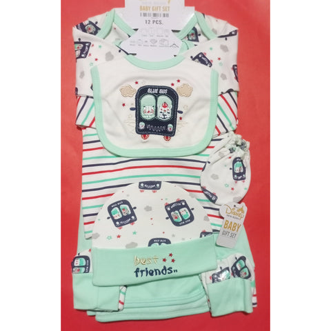 Newborn Baby 12 Pieces Gift Set- Bus