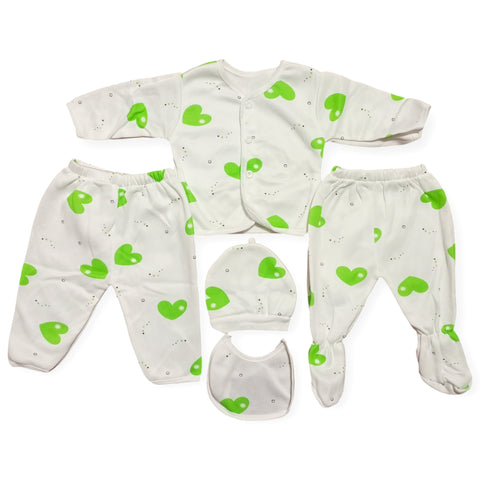 5 Pieces Gift Set - Green Hearts