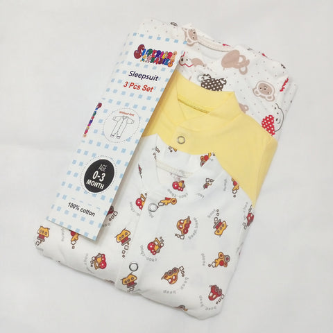 SB - Pack of 3 Sleep Suits - Yellow Bears