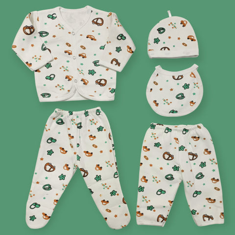 5 Pieces Gift Set - Green & Brown Cars