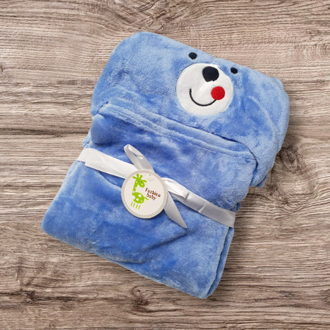 Hoodie Blanket - Blue Cartoon Design 1