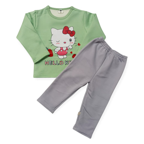 Printed Set - Green - Hello Kitty