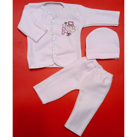 Night Suits With Cap - Alphabet Pink
