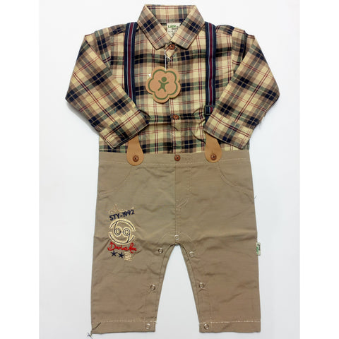 Baby Romper - Brown Check - D2509