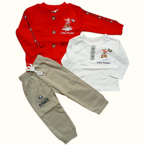 3 Pieces Kids Suit - Red - Cartoon