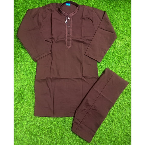 Kurta Shalwar - Wash N Wear - Dark Brown D9