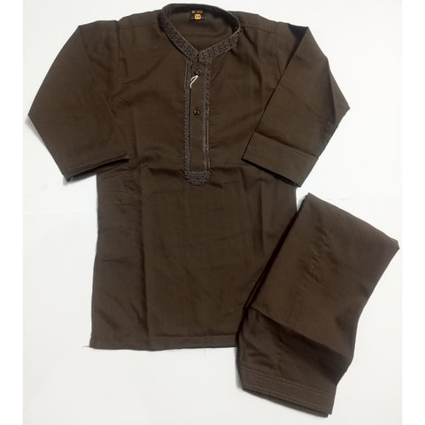 Kurta Shalwar - Wash N Wear - Dark Brown D10