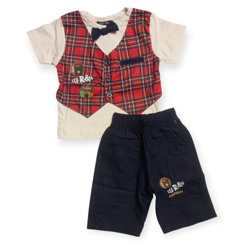 T.Shirt & Nicker - Red - Check