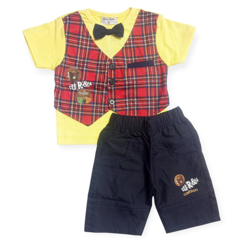 T.Shirt & Nicker - Yellow - Check