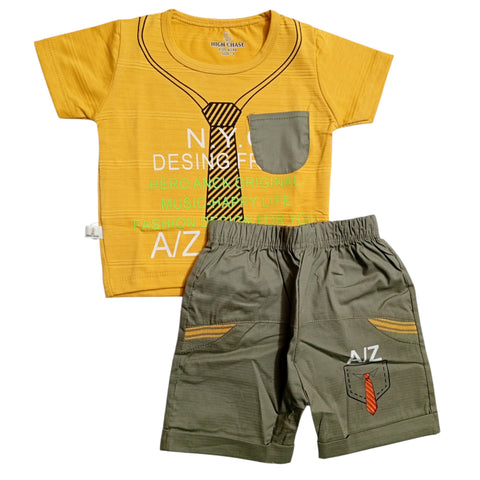 T.shirt & Trouser - Tie Style - Yellow