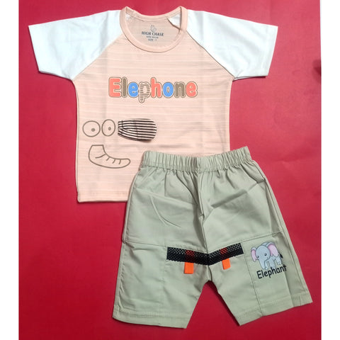 T.shirt & Trouser - Elephant - Peach