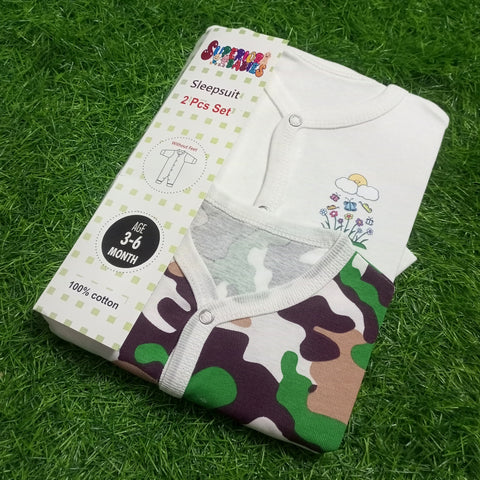 Pack of 2 Baby Rompers - 25 - Army Print