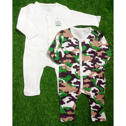 Pack of 2 Baby Rompers - 25 - Army Print