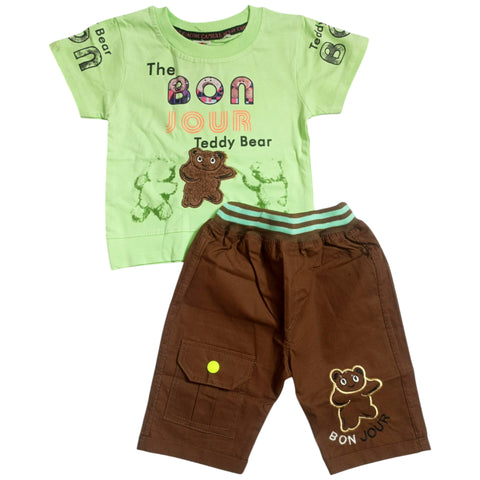T.Shirt & Nicker - Green - Teddy Bear