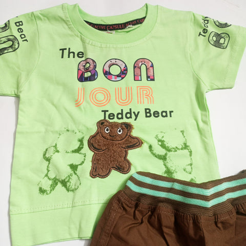 T.Shirt & Nicker - Green - Teddy Bear