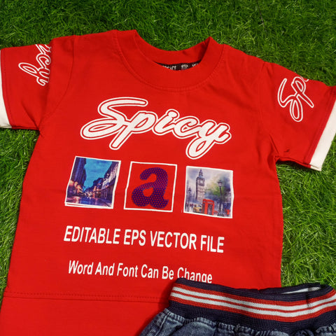 T.Shirt & Nicker - Red - Spicy