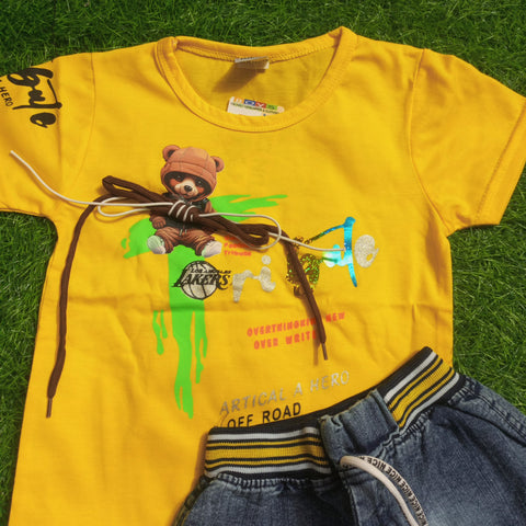 T.Shirt & Nicker - Yellow - Cartoon