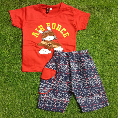 T.Shirt & Nicker - Red - Air Force