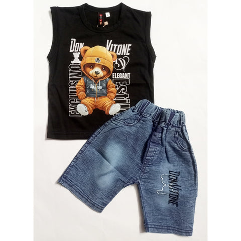 Sleeveless Shirt & Short  - Black