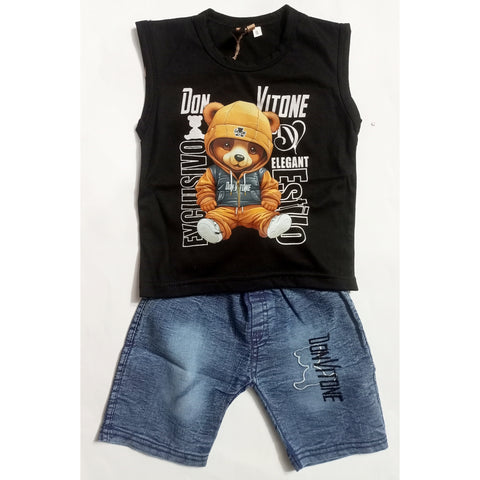 Sleeveless Shirt & Short  - Black