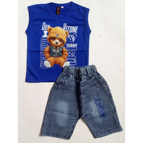 Sleeveless Shirt & Short  - Blue