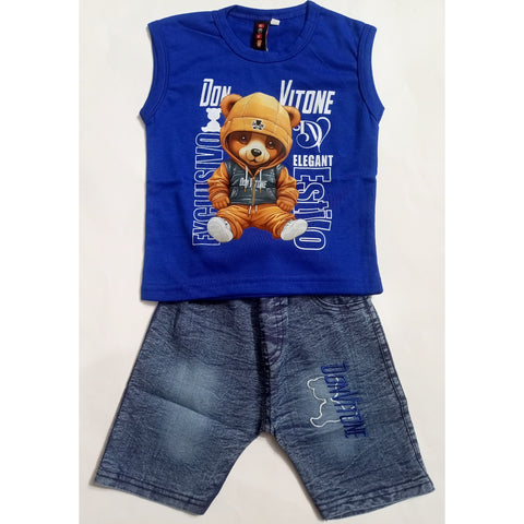 Sleeveless Shirt & Short  - Blue