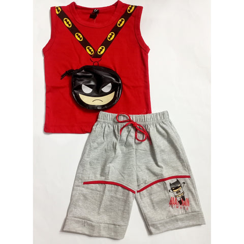 Sleeveless Shirt & Short - Batman - Red