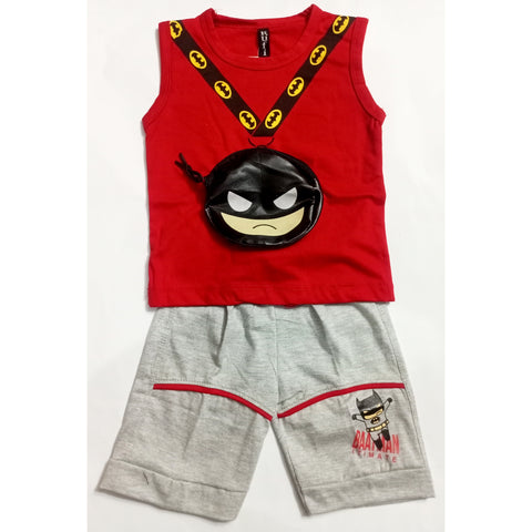 Sleeveless Shirt & Short - Batman - Red