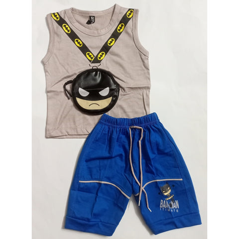 Sleeveless Shirt & Short - Batman - Gray