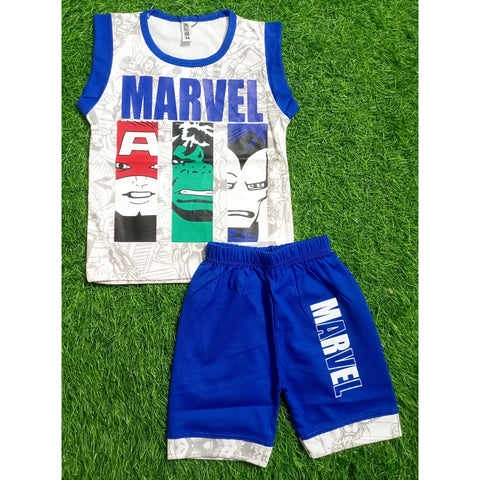 Sleeveless Shirt & Short - Marvel - Blue