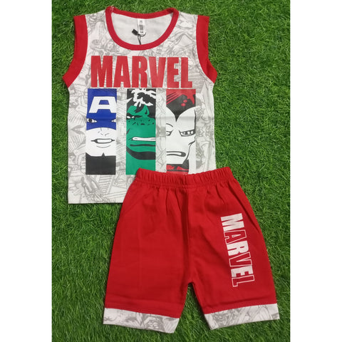Sleeveless Shirt & Short - Marvel - Red