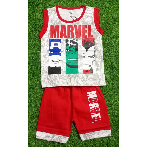 Sleeveless Shirt & Short - Marvel - Red
