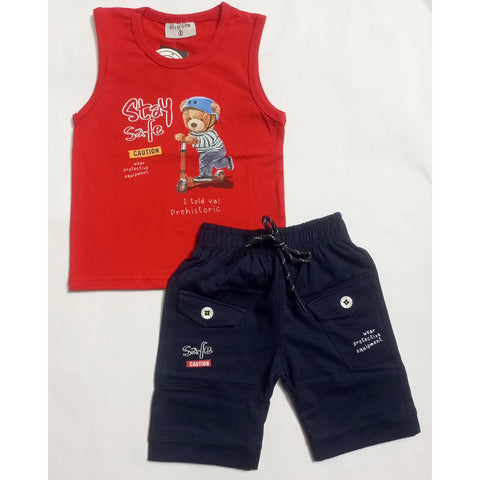 Sleeveless Shirt & Short - Stay Safe - Red