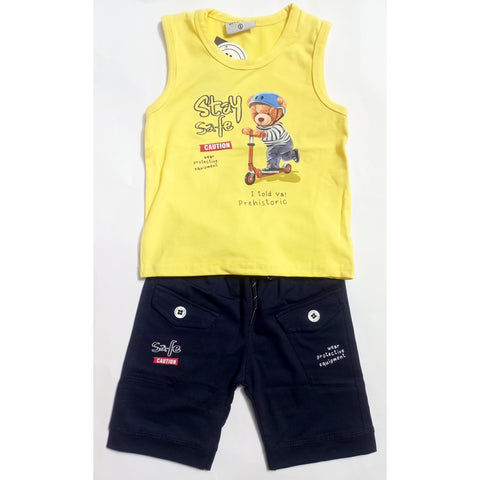 Sleeveless Shirt & Short - Stay Safe - Yellow
