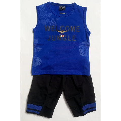 Sleeveless Shirt & Short - Jungle - Blue