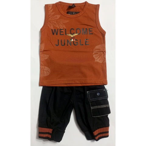 Sleeveless Shirt & Short - Jungle - Brown