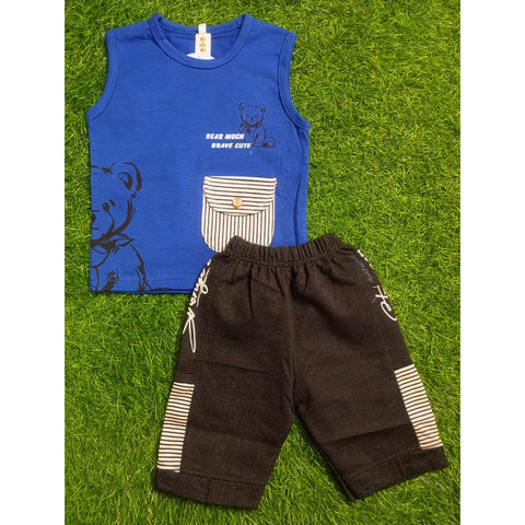 Sleeveless Shirt & Short - Bear - Blue